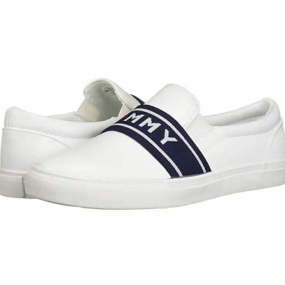 tommy hilfiger slip ons white